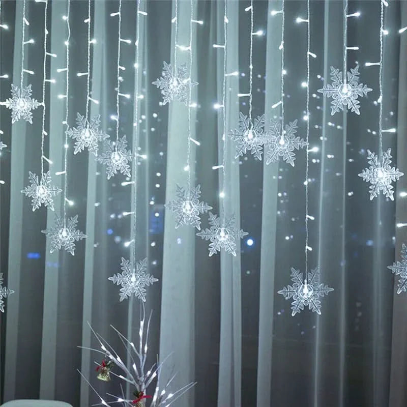 Cortina de Luzes LED Floco de Neve – Magia Natalina em Cada Detalhe