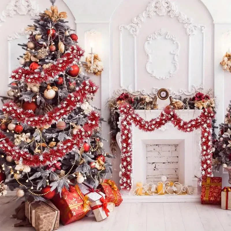 Festão Natalino Fake Vemelho com cristais