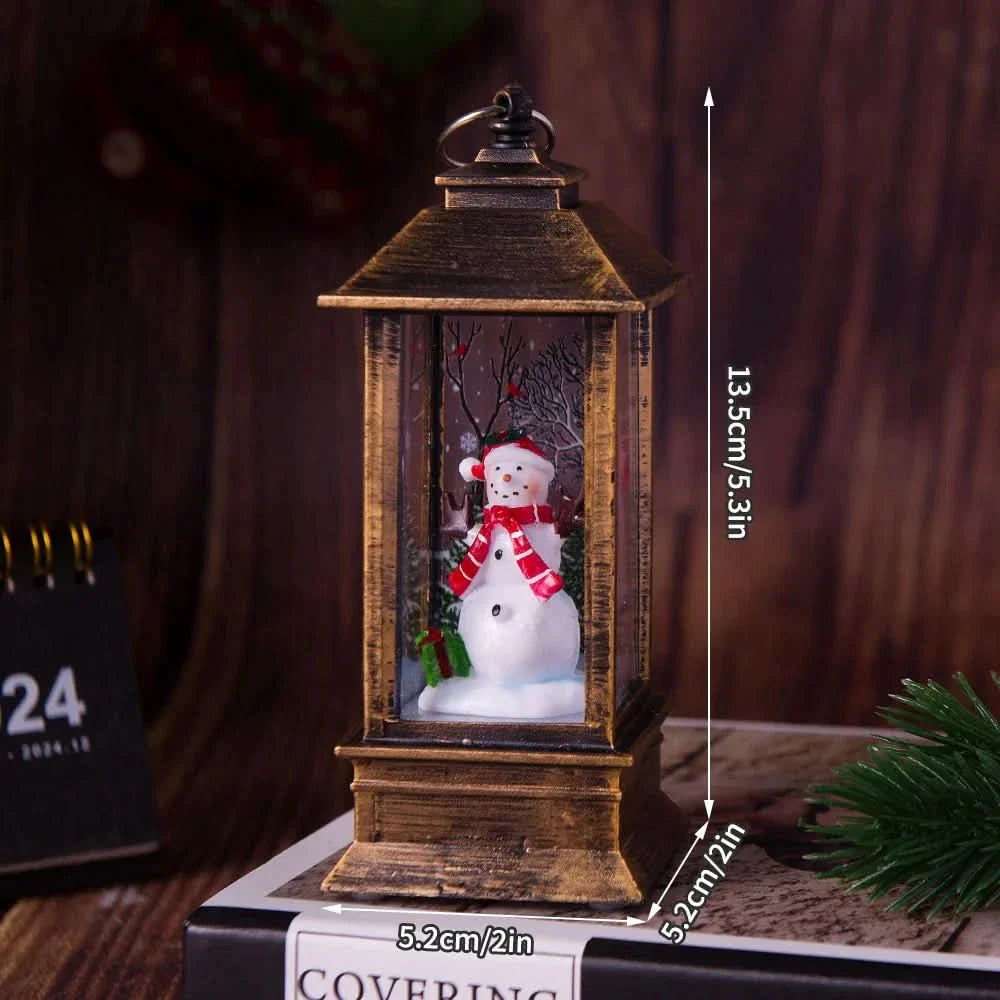 Luz Noturna Decorativa Natalina com Papai Noel e Boneco de Neve