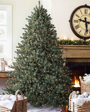 Árvore de Natal Classic Blue Spruce com Galhos Articulados, Suporte Metálico e Micro LEDs Embutidos