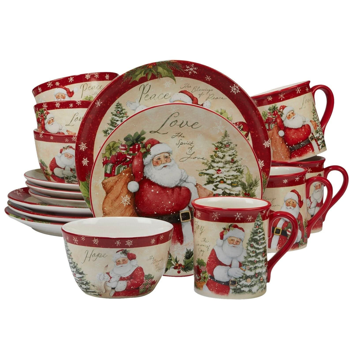 Conjunto de Louça de Natal Holiday Wishes – 16 Peças